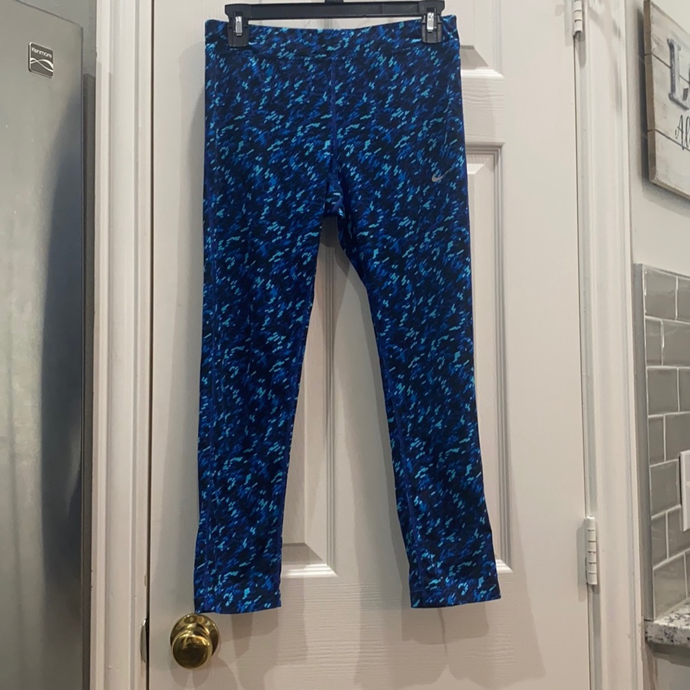 Blue Pattern Nike Crop Leggings